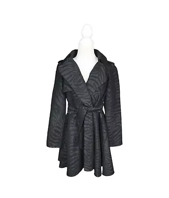 Lanvin For H&M 2010 Trench Coat Size US 4 AU 8 Black Zebra Pattern Collared • $95.87