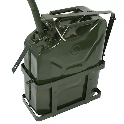 Sturdy Jerry Can With Holder 20L Liter 5 Gallons - Steel Tank Gasoline • $38.59