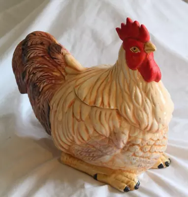 Vtg  Rooster Chicken Cookie Jar AMC NY N.Y.  Ceramic Country Decor Farm Kitchen • $26