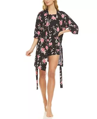 Flora By Flora Nikrooz Womens Robe Tank Top & Pajama Set3 Pieces Black Size L • $51