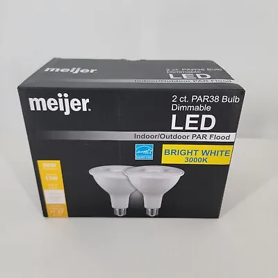 Meijer 2 Ct. PAR38 Bulb Dimmable LED Indoor/Outdoor PAR Flood Bright White 3000K • $13.99