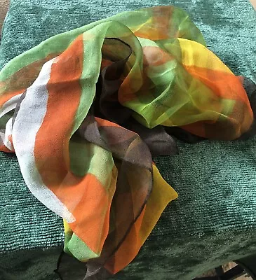 Vintage Silk Chiffon Head Square Scarf Multicoloured • $35