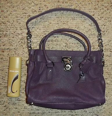 Michael Kors Gold Padlock Strap Satchel Handbag - Dark Lavender • $39.95