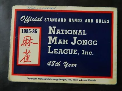 1985-86 National Mah Jongg League Rules Game Card  (lot B) • $9.95