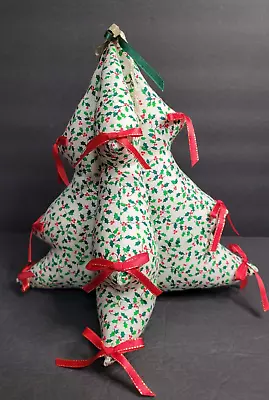 Vintage 3D Soft Stuffed Plush Fabric Handmade Holly & Berries Christmas Tree • $12