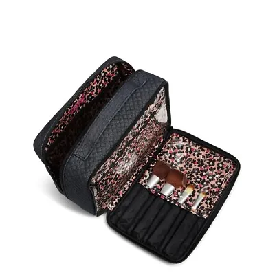 💄 VERA BRADLEY Large Blush Brush Case Cosmetic Makeup Bag DENIM Travel NEW $80 • $39.99