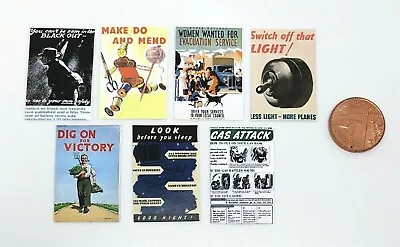 Dolls House Miniature 7 Wartime Posters (DD267) Additional Items P&P FREE • £1.60