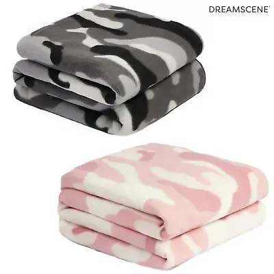 £6.99 • Buy Dreamscene Camo Print Throw Over Bed Warm Fleece Sofa Soft Blanket - 120 X 150cm
