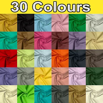 Plain Cotton Fabric Dress Clothing Quilting Sheeting Costume Material 150cm Wide • £0.99