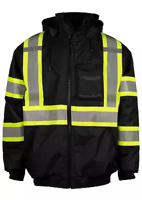 Black Series Reflective Insulated Safety Bomber Jacket Free Shipping • $39.95