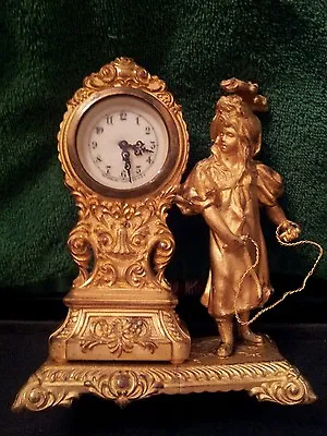 Antique WATERBURY Figural Guilded Clock In Natural State - Not Painted • $200