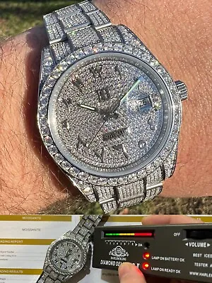 16ct MOISSANITE Mens Presidential Watch Honeycomb Set Iced Arabic Dial Hip Hop • $992.68