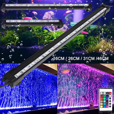 £15.59 • Buy RGB LED Air Bubble Curtain Fish Tank Lamp Submersible Aquarium Light Waterproof
