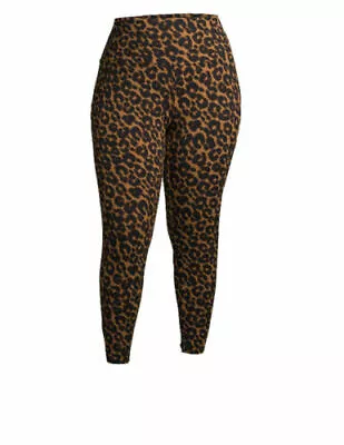 Tan Leopard Print Leggings Full Length High Rise Stretch Plus Size 0X 14W NEW • $8.95