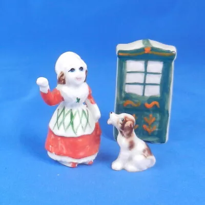 Vintage Bone China OLD MOTHER HUBBARD Miniature Nursery Rhyme Figurines *CUTE* • $18.95