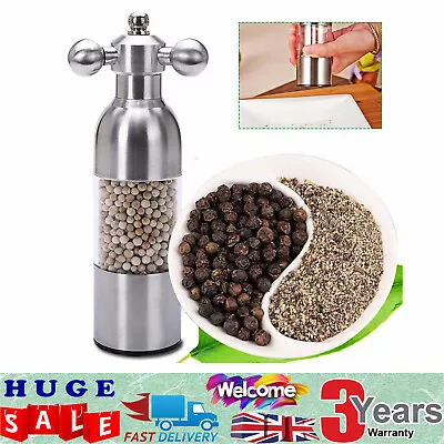Manual Salt Pepper Grinder Adjustable Ceramic Mill Stainless Steel Adjustable • £13.24