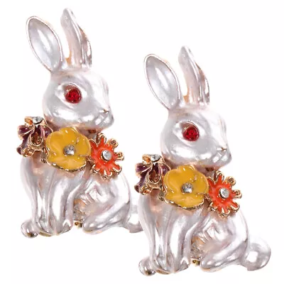  2 Pcs Rabbit Accessories Cardigan Enamel Pins Fashion Brooches For Women • £7.99