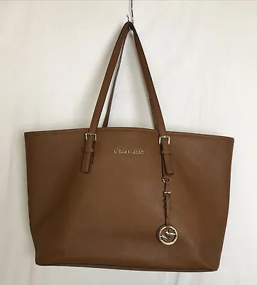 Michael Kors Medium Cross Grain Multi Function Brown Leather Tote Laptop Bag • $89.99