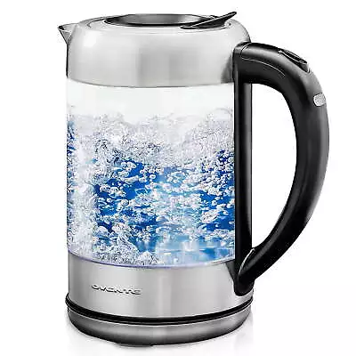 Electric Glass Hot Water Kettle 1.7 Liter Blue LED Light Borosilicate Glass • $19.87