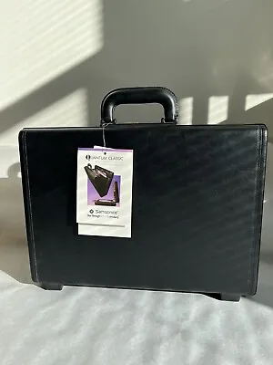 NWT 1993 Samsonite Quantum Classic Black Leather Attache' Combo Briefcase VTG • $87.99