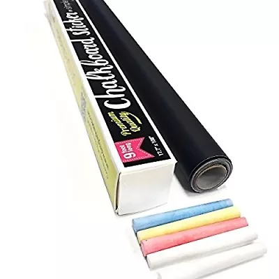 Chalkboard Paper 9 FOOT ROLL Board Removable Just Peel Stick + 5 Color Chalk • $19.98