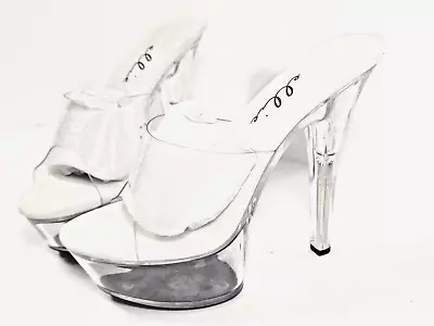 Ellie Clear 6  Slip On Platform 601 Vanity Adult Stripper Shoes Women's Size 10 • $39.97