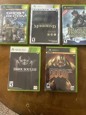 Xbox Games Lot Of 5 Dark Souls II Doom3 Ghost Recon 2 Morrowind Medal Of Honor • $25