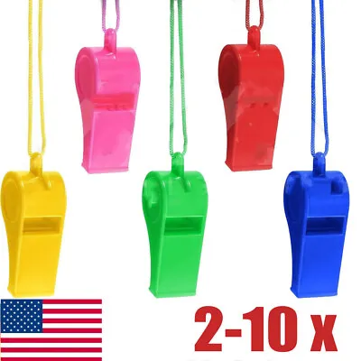 Plastic Whistles Loud Crisp Sound Whistle Sports Whistle Bulk With Lanyard US • $1.28