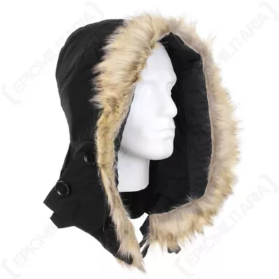 US M51 Parka Hood With Faux Fur - Black America Army Military Repro New • $41.95