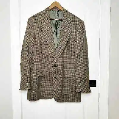 JOS A. BANK 100% Cashmere Vtg Houndstooth Tweed Two Button Sports Coat Size 44 • $59.96