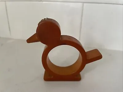 Vintage Bakelite Butterscotch? Orange Brown Tan Bird Beak Figural Napkin Ring • $14.99