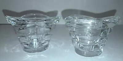 Set Of 2 Italian Tulip Edge Taper Or Votive Candle Holder Clear • $25