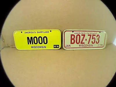 2 - Post Cereal Miniature Mini Bike  License Plates  -Wisconsin - (Mooo) 1978-86 • $4