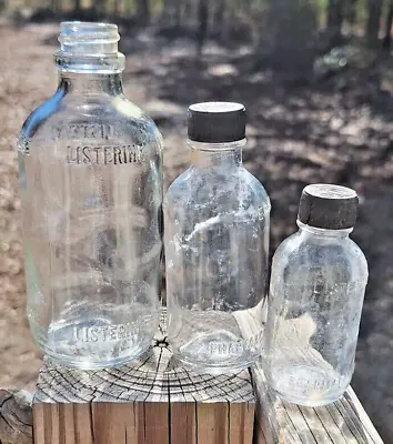 Lot Of 3 Vintage Listerine Glass Bottle Lambert Pharmacal Co Embossed • $10.49