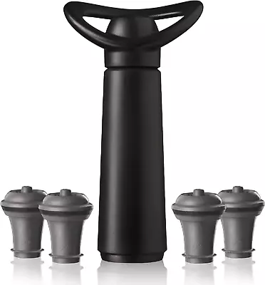 Vacu Vin Wine Saver Concerto - Black | 1 X Vacuum Pump + 4 X Vacuum Wine Stopper • £24.47