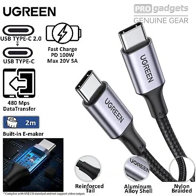 $20.99 • Buy UGREEN USB C To Type C Charger Cable 5A 100W PD Fast Charging For S23 IPad