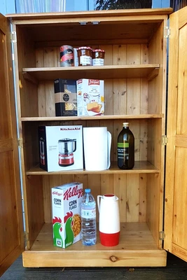 £144 • Buy Shelved Cupboard - Kitchen Larder - Cabinet - Linen Press - Rustic Pine
