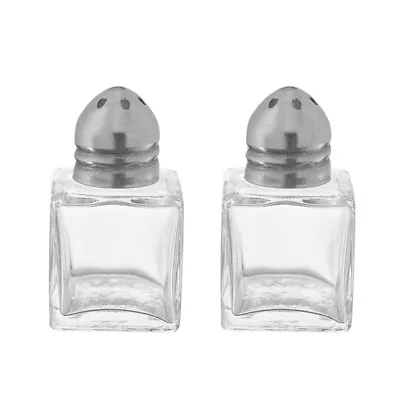 (Set Of 2) Mini Salt And Pepper Shakers 0.5 Oz Glass Cube Body Salt And Pepper • $7.88