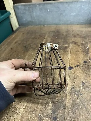 Old Electric Steampunk Industrial Shop Light Bulb Lamp Wire Cage Shade Parts USA • $29.99