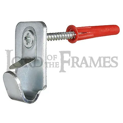 Heavy Duty Steel Safety Picture Frame Mirror Canvas Hooks 15kg + Screws & Plugs • £2.99