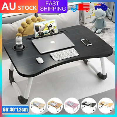 Laptop Stand Table Foldable Desk Computer Study Bed Adjustable Cup Slot USB Fan • $16.99