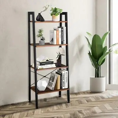 £35.95 • Buy 4-Tier Storage Shelves Ladder Bookshelf Industrial Bookcase Unit Living Room