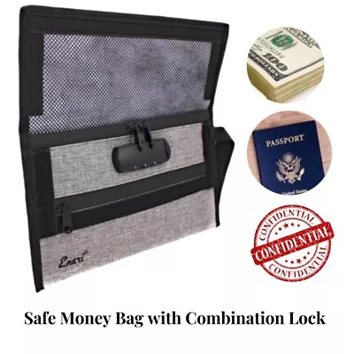 Money Bag With Lock Travel Document Pouch With Zipper Passport Holder • $19.99