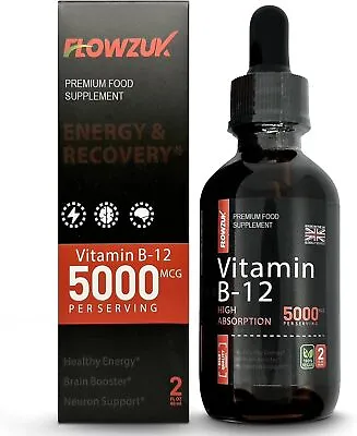 £27.67 • Buy Flowzuk B12 Liquid Vitamin Drops 5000 Mcg Methylcobalamin High Strength 60ml Dr