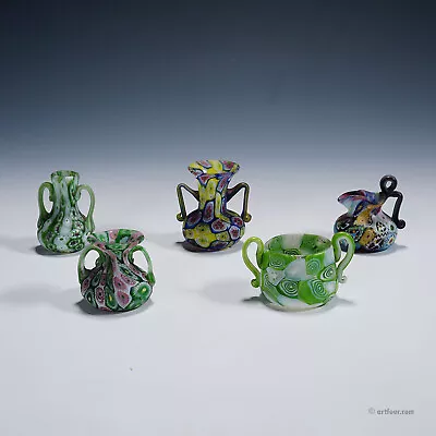 Set Of Fife Antique Millefiori Vases By Fratelli Toso Murano • $1645