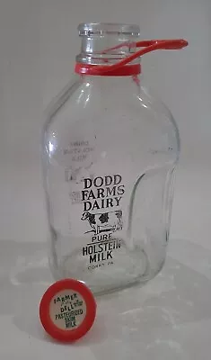 Half Gallon Milk Bottle Glass Corry Pa. Dairy Dodd Farms Pure Holstein Cow Vtg. • $40