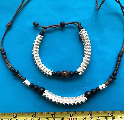 Set Snake Vertebrae Bone  & Beads Necklace & Bracelet Tribal Philippine Kalinga • $89