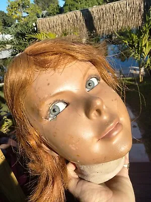 $375 • Buy Antique Mannequin Head Display With Glass Eyes And Top Hat, Look NR