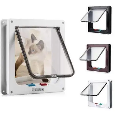 4 Way Locking Pet Cat Puppy Dog Magnetic Flap Door Entry & Exit Safe Gate Frame • $16.14