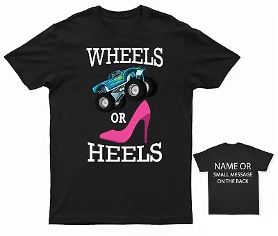 Wheels Or Heels  Pregnancy Announcement Expecting Baby Bump T-Shirt • £13.95